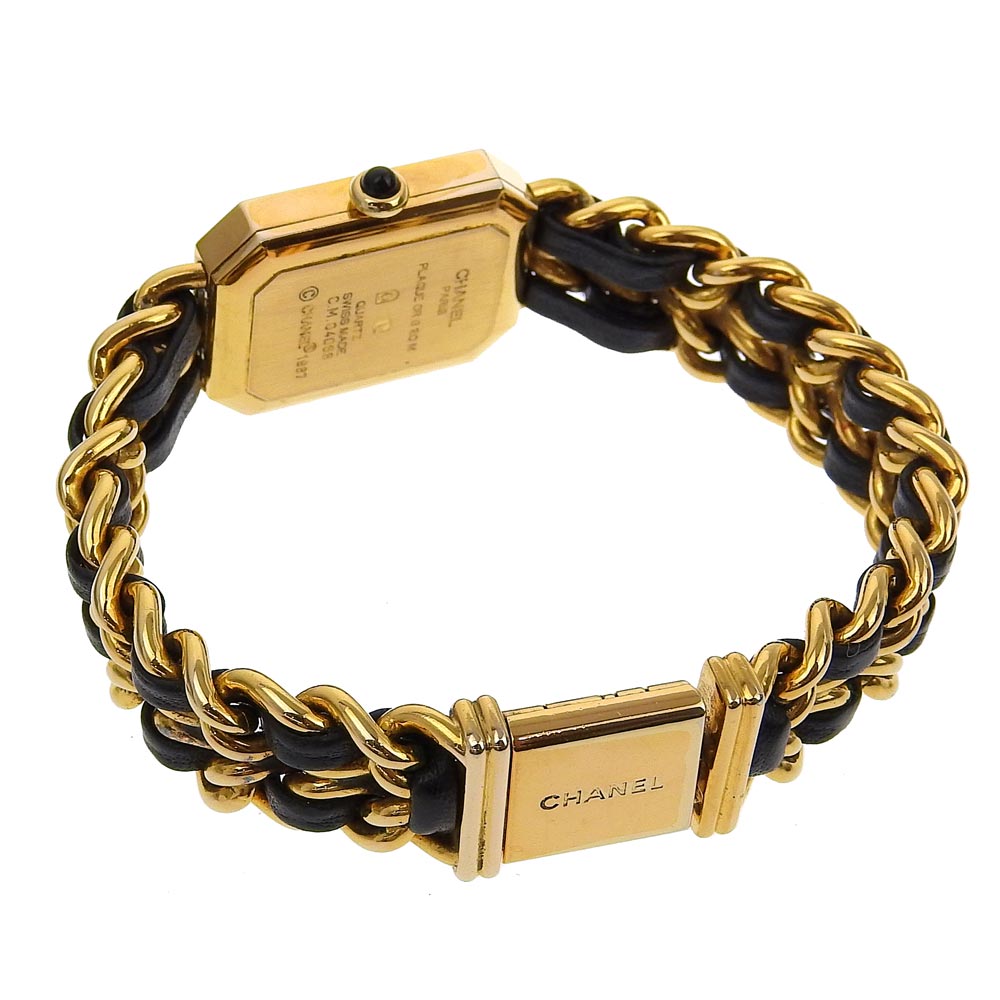CHANEL Watches Quartz Plated Gold , Leather black Premiere L black dial Women