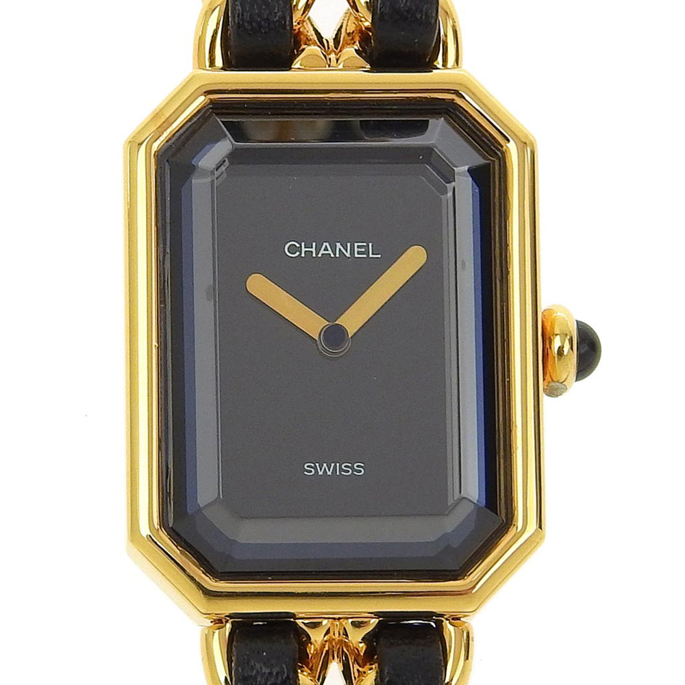CHANEL Watches Quartz H0001 Plated Gold , Leather black Premiere S black dial Women