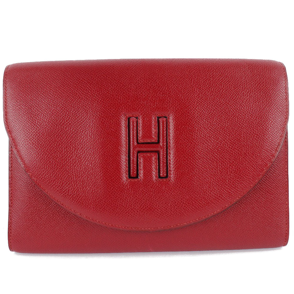 HERMES Clutch bag Epsom Red vintage H logo Women