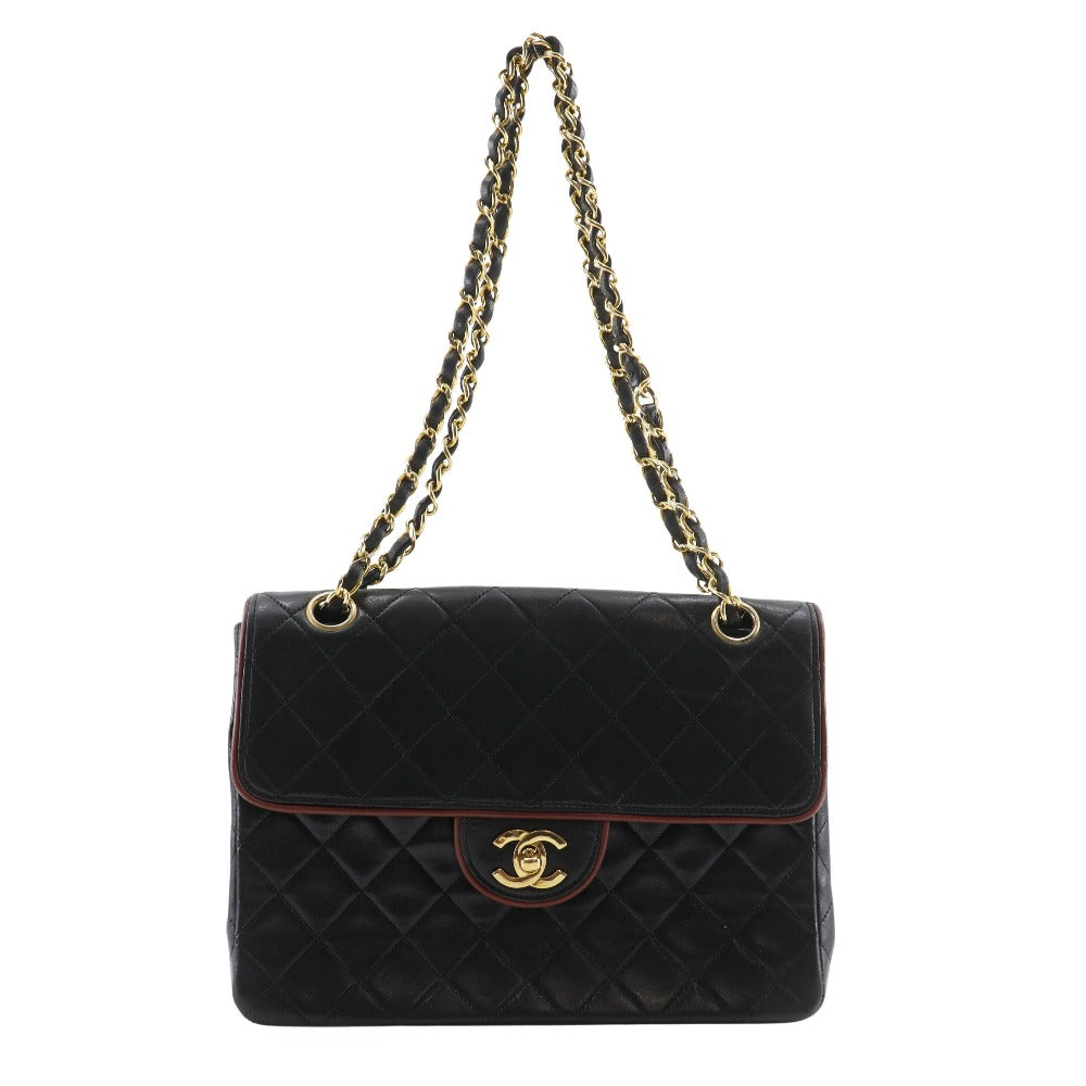 CHANEL Shoulder Bag lambskin black Double chain Matrasse ChainShoulder Women