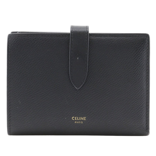 CELINE Bifold Wallet Calfskin black Medium strap wallet Women