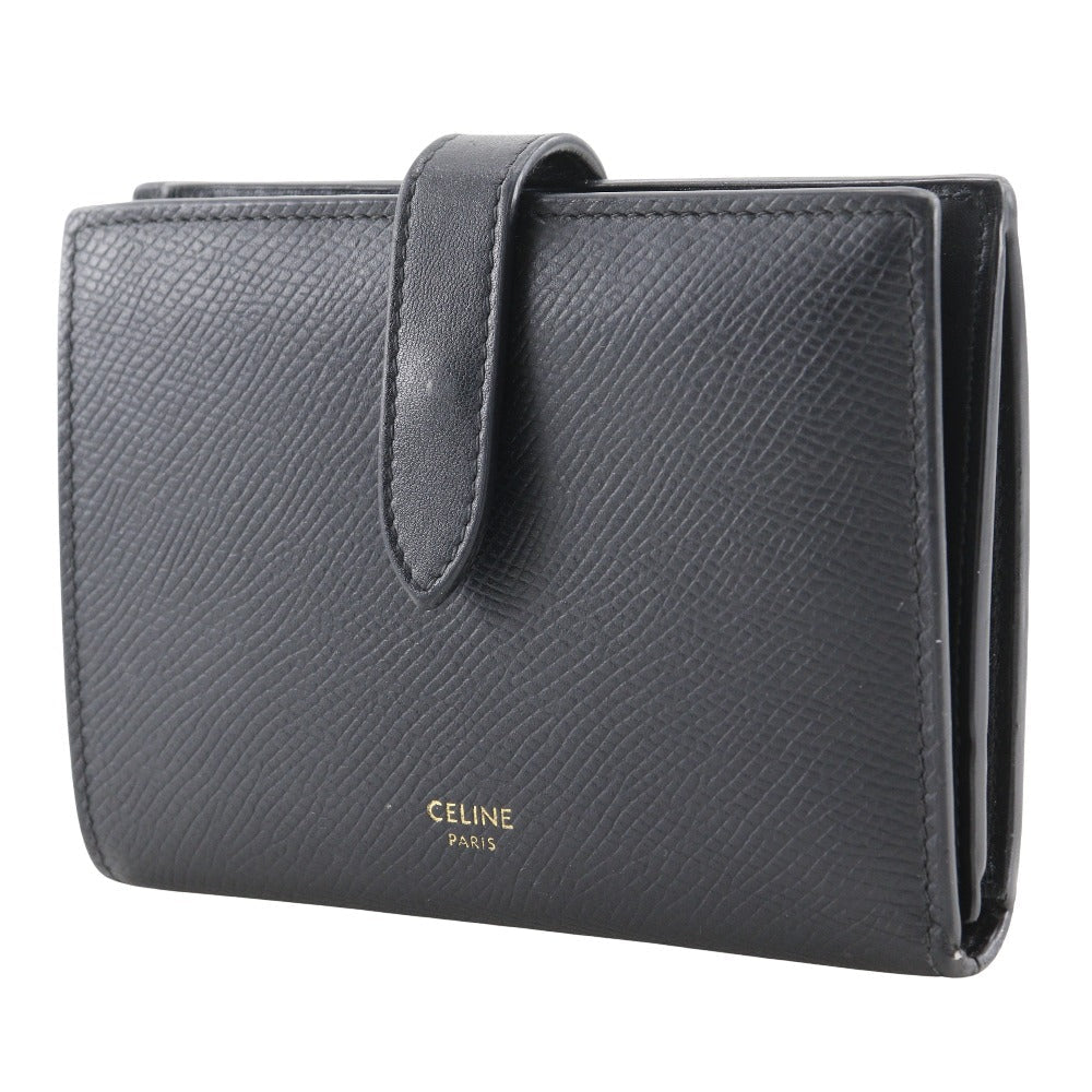 CELINE Bifold Wallet Calfskin black Medium strap wallet Women