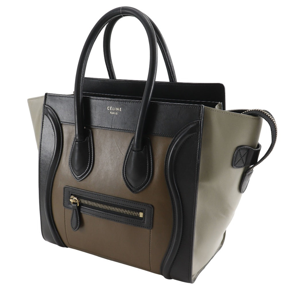 CELINE Handbag Calfskin Brown Luggage micro shopper Women