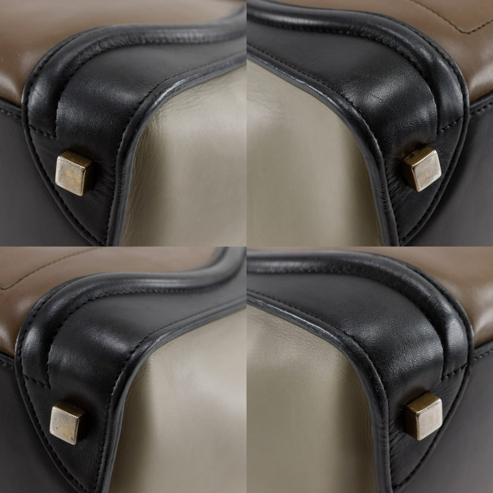 CELINE Handbag Calfskin Brown Luggage micro shopper Women