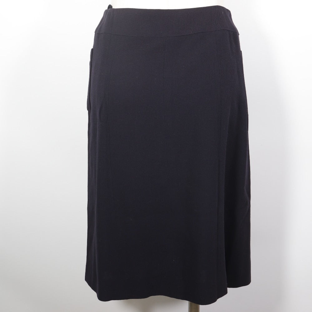 CHANEL skirt P07931V04916 97P wool Navy blue vintage COCO Mark Double Button Women 36