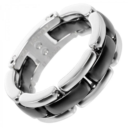 CHANEL Ring K18 White Gold, Ceramic Silver Ultra medium mens 59