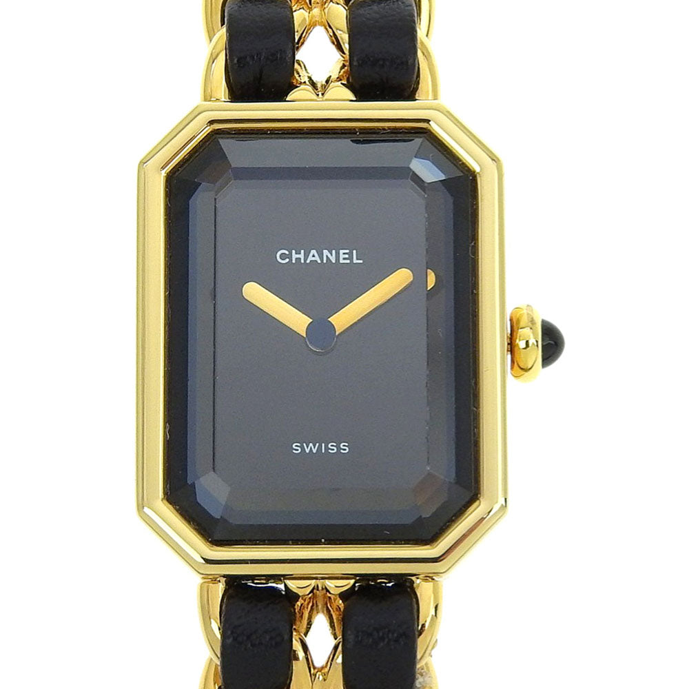 CHANEL Watches Quartz H0001 Plated Gold , Leather black Premiere S black dial