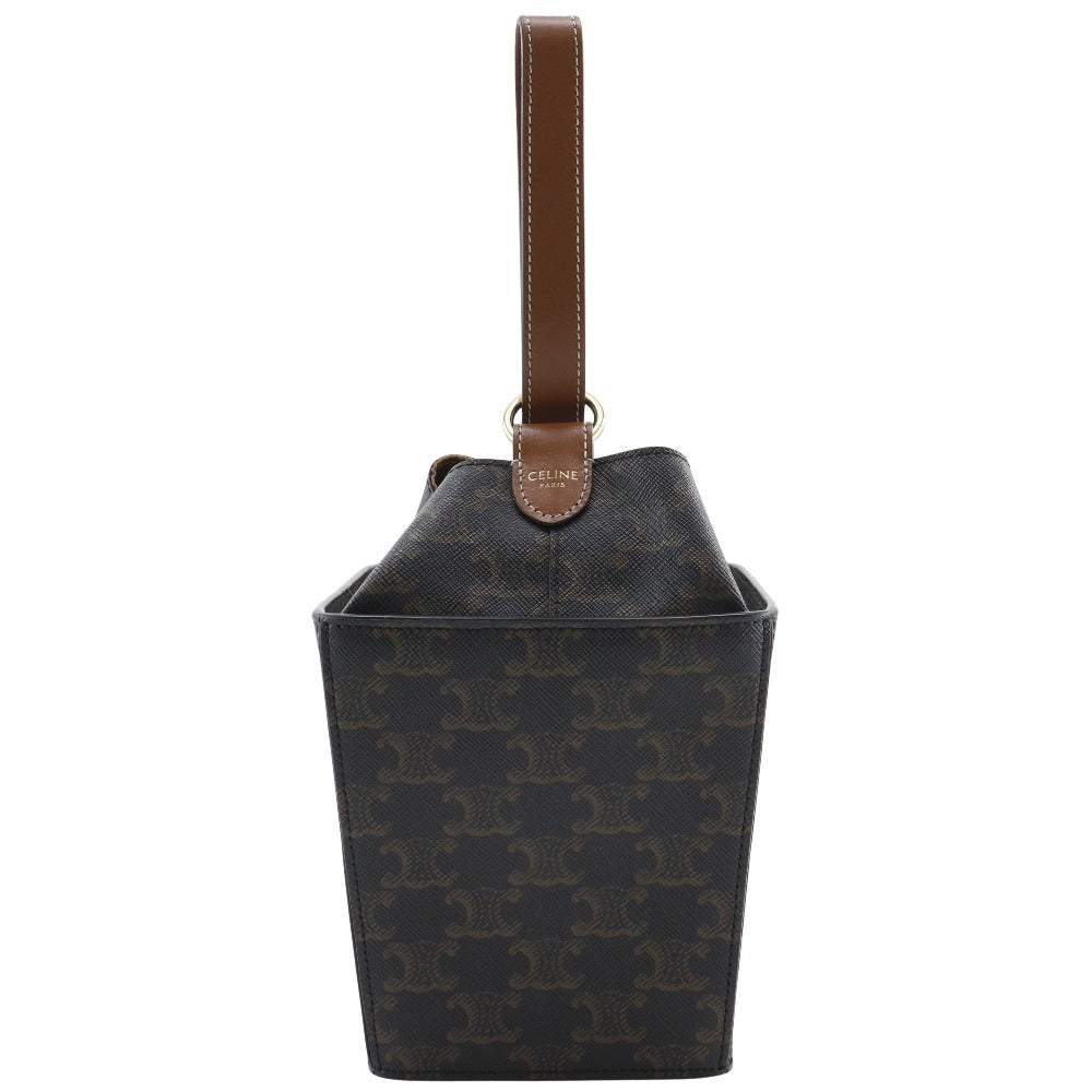 CELINE Handbag 197142BZJ PVC Black / Brown Triomphe Strap Box Women
