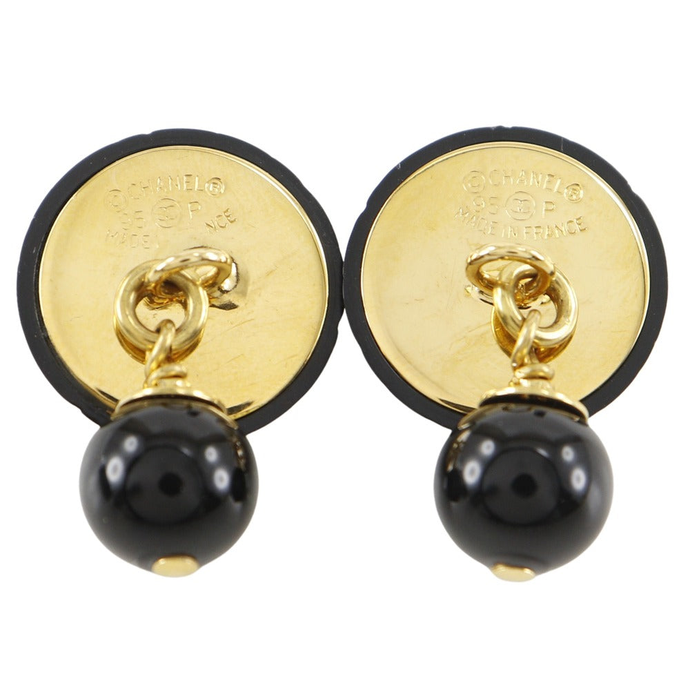 CHANEL cuffs Plastic, Plated Gold black vintage Matrasse COCO Mark unisex(Unisex)