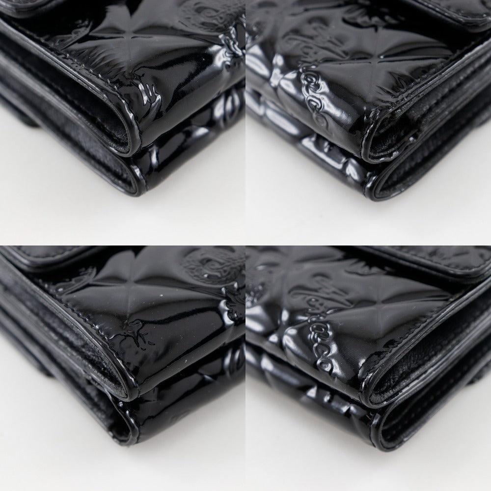 CHANEL Bifold Wallet A37152 Patent leather black W Hook Wallet  Icon line Women