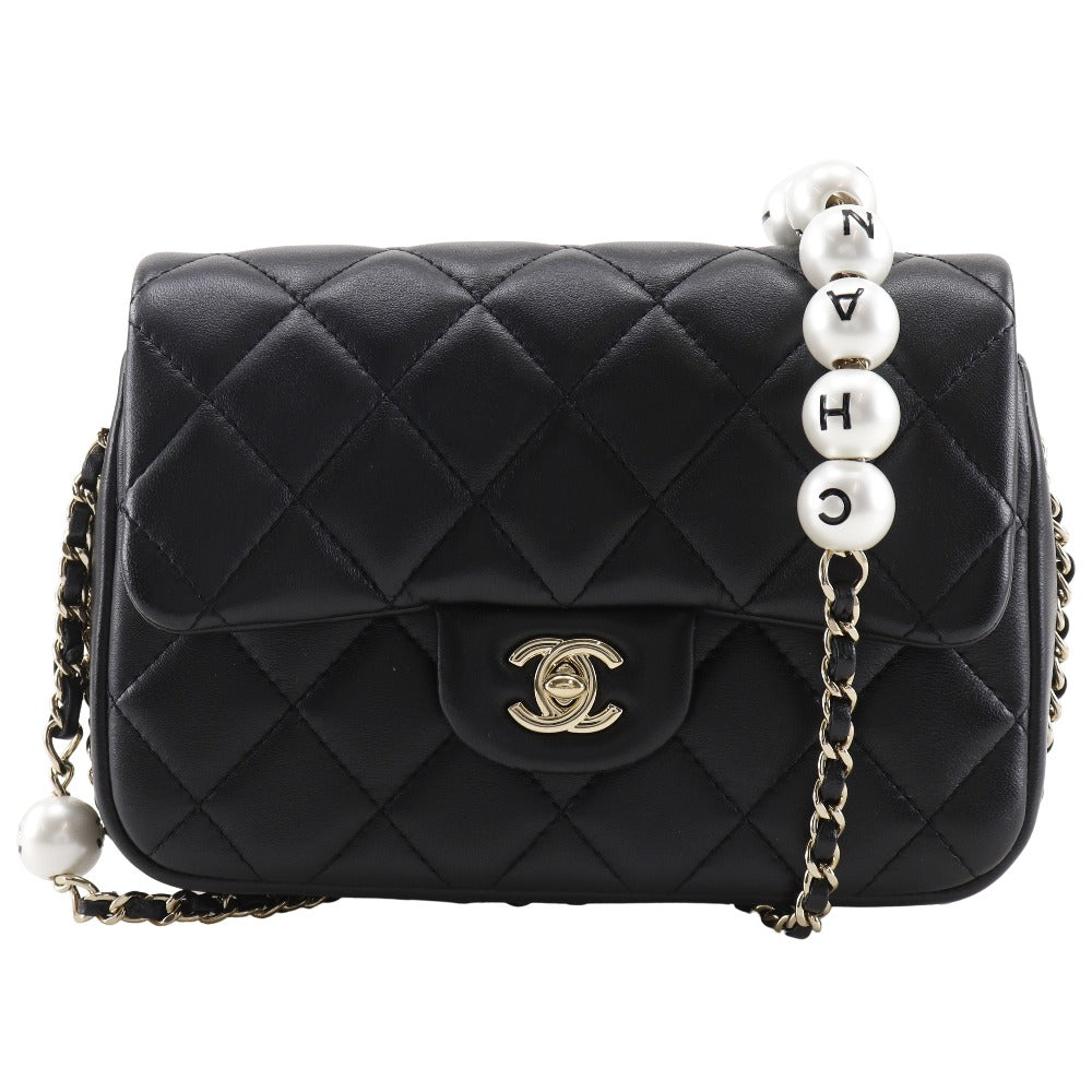 CHANEL Shoulder Bag AS1533 lambskin black Matrasse Pearl ChainShoulder Women