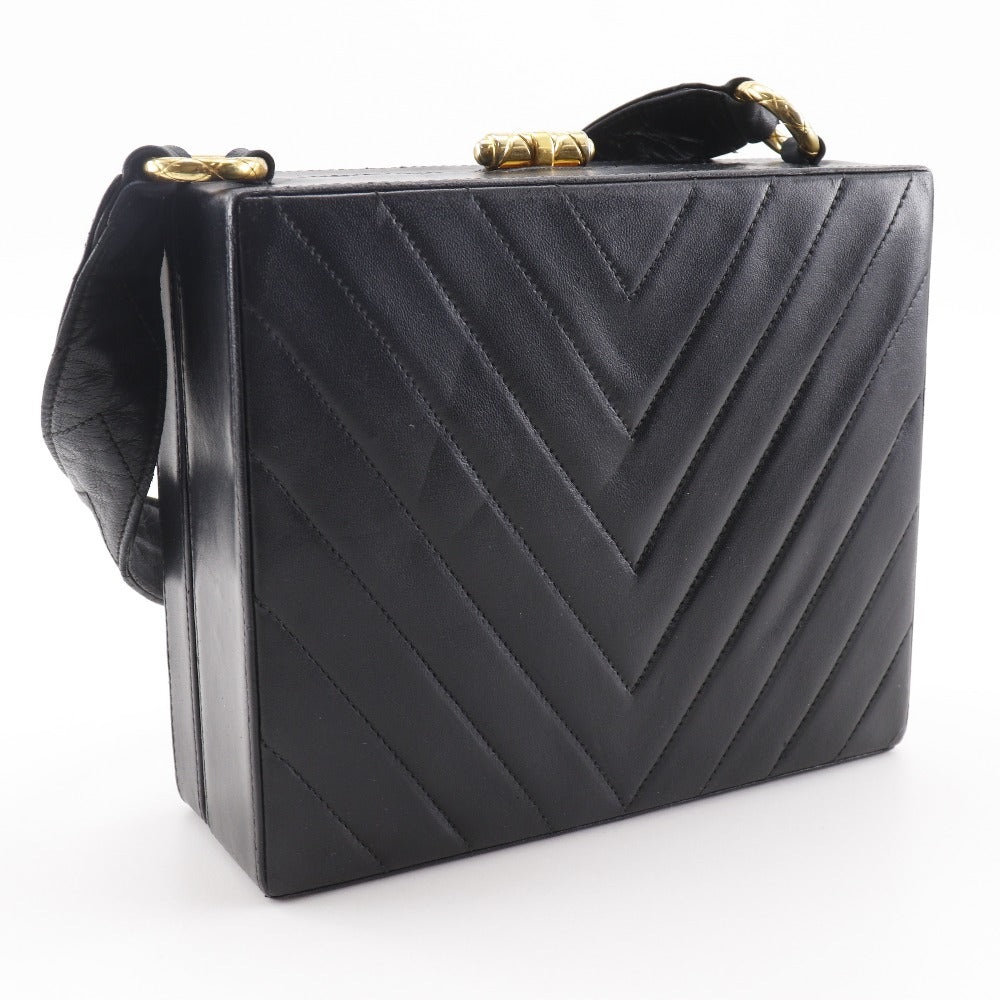 CHANEL Shoulder Bag lambskin black vintage Vstitch Chevron COCO Mark Women