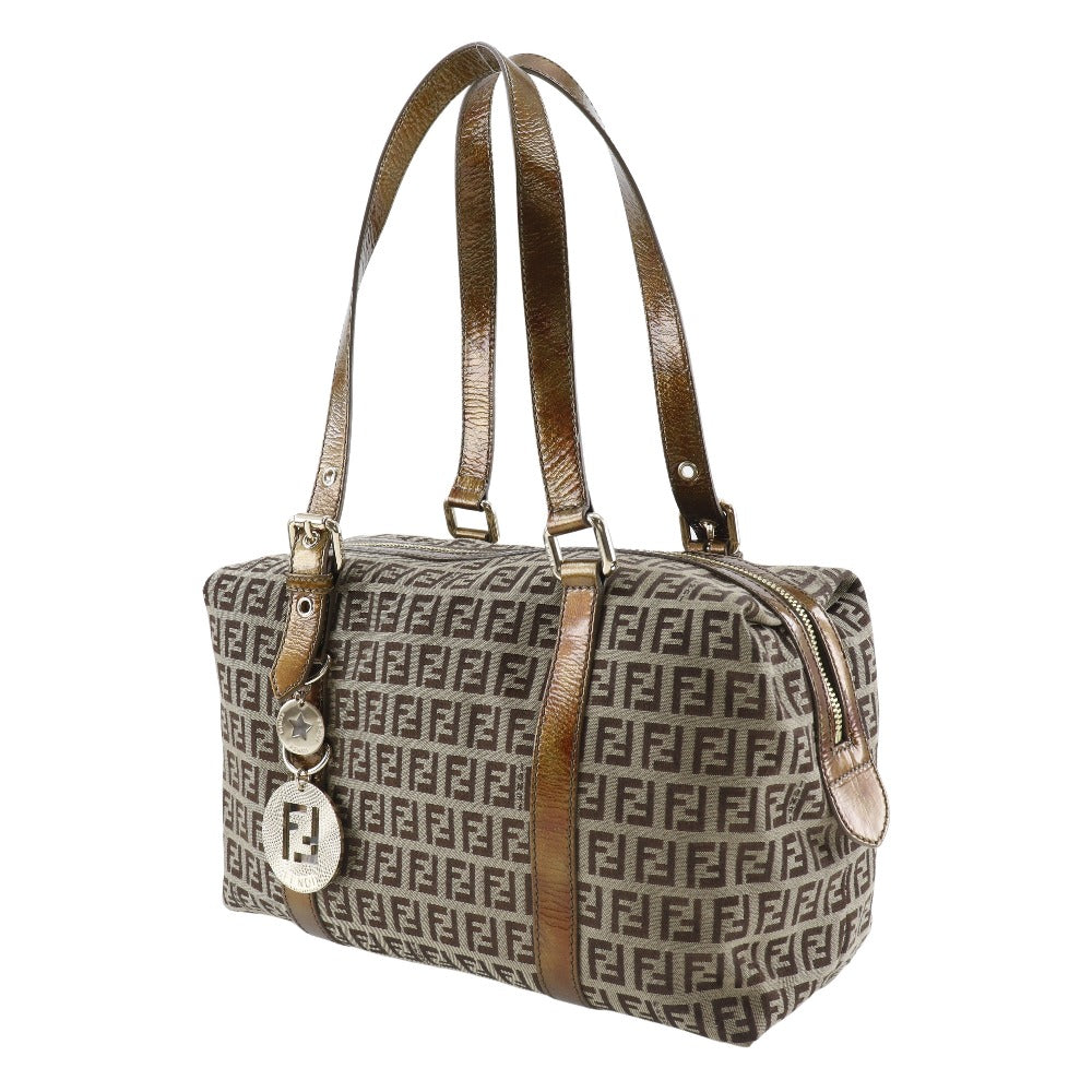 FENDI Shoulder Bag 8BL106-CNL Nylon canvas bronze Mini Boston Zucca Women