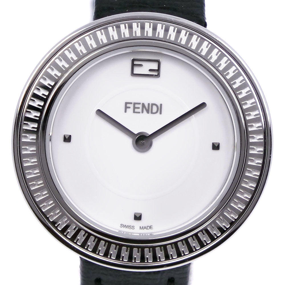 FENDI Watches Quartz 35000S Stainless Steel , Leather black my way White dial Women