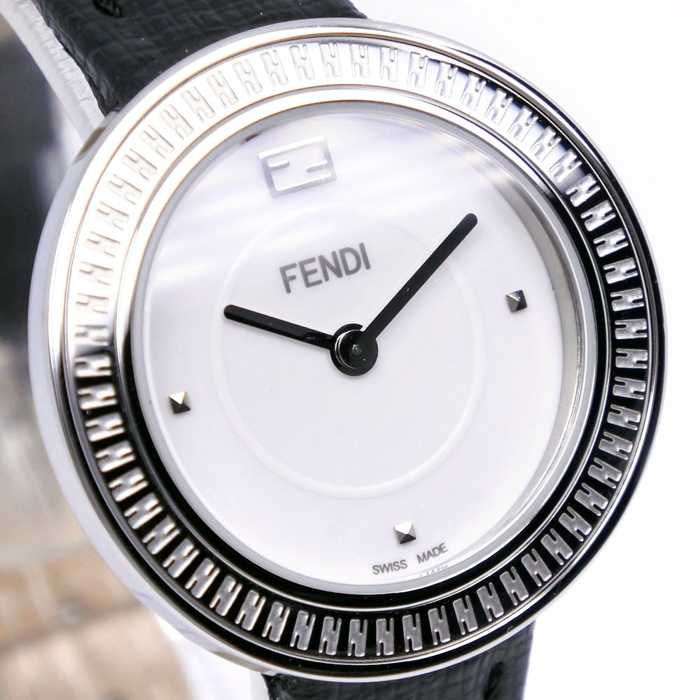 FENDI Watches Quartz 35000S Stainless Steel , Leather black my way White dial Women