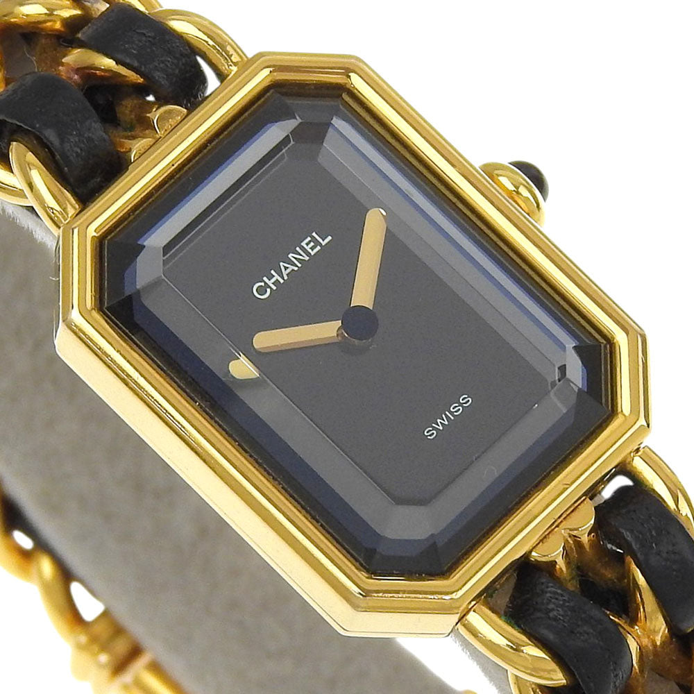 CHANEL Watches Quartz H0001 Plated Gold , Leather black Premiere L black dial