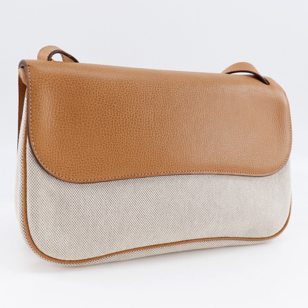 HERMES Shoulder Bag Toile H, Vache Liège Brown Sac Colorado MM