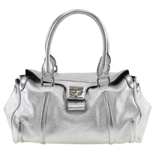 CELINE Handbag Calfskin Silver With logo Women