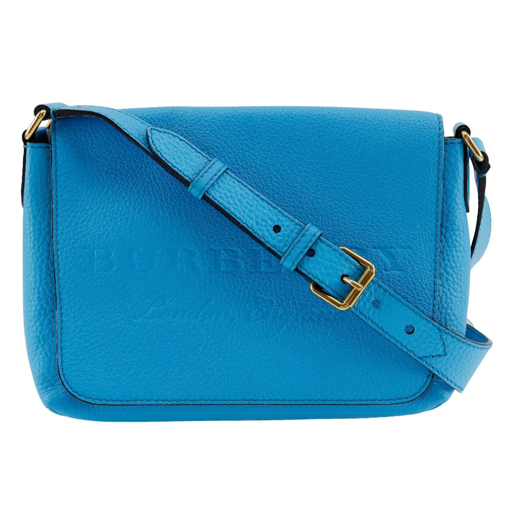 BURBERRY Shoulder Bag leather Blue Embossed logo Women