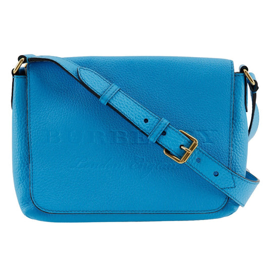 BURBERRY Shoulder Bag leather Blue Embossed logo Women