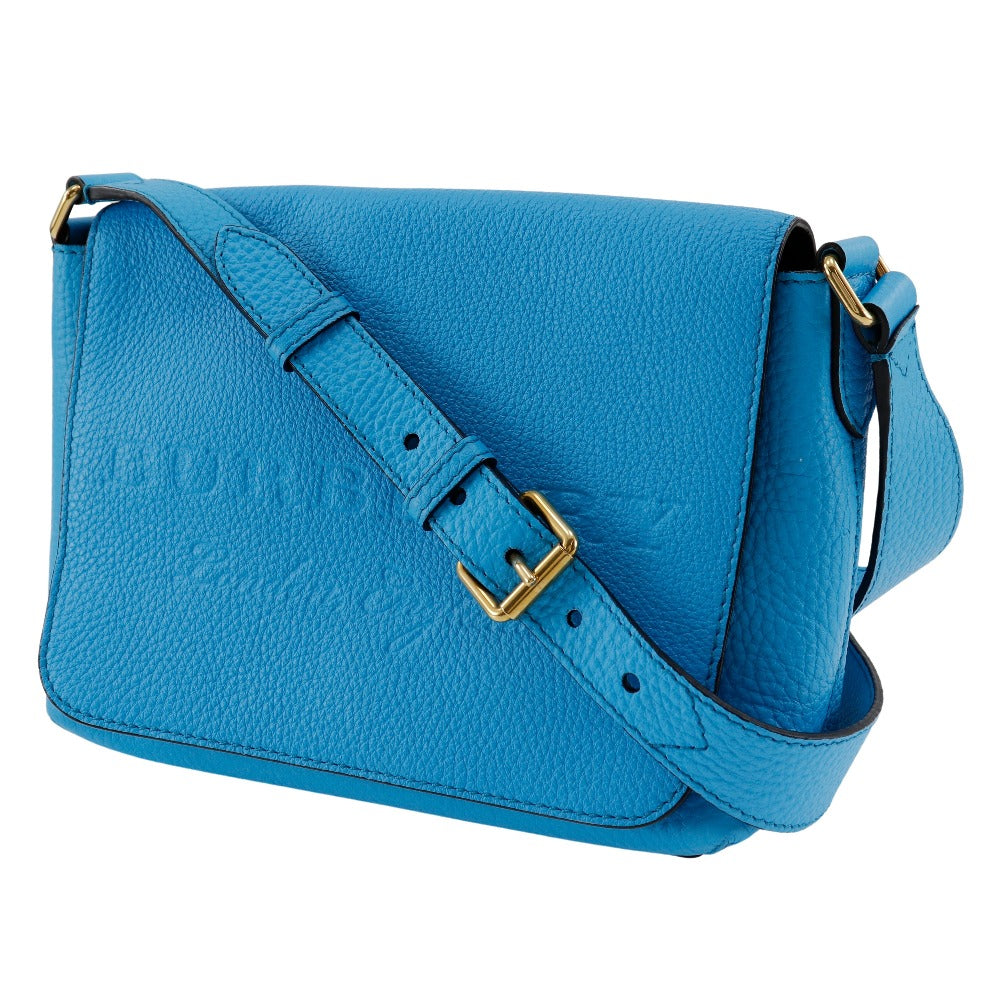 BURBERRY Shoulder Bag leather Blue Embossed logo Women