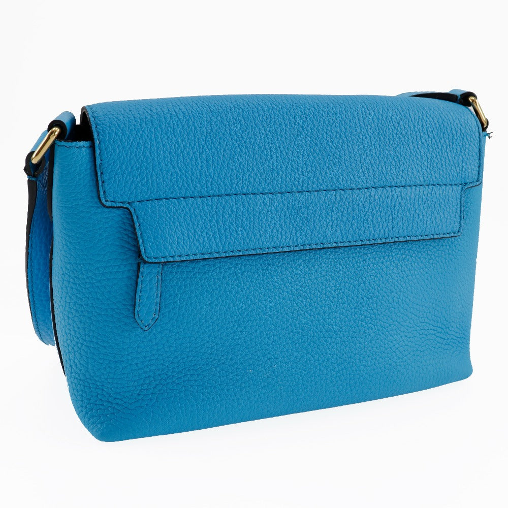 BURBERRY Shoulder Bag leather Blue Embossed logo Women
