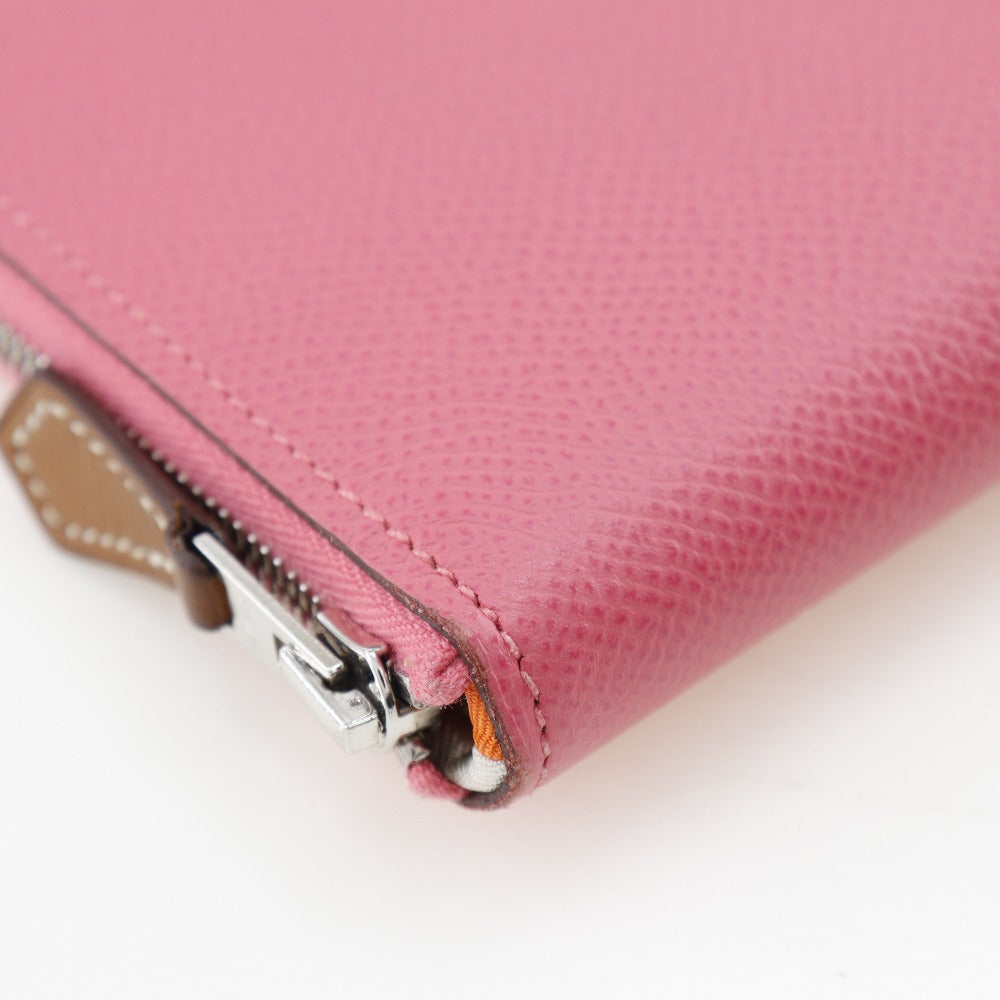 HERMES Long Wallet Purse Epsom pink Azap Long Silk Inn