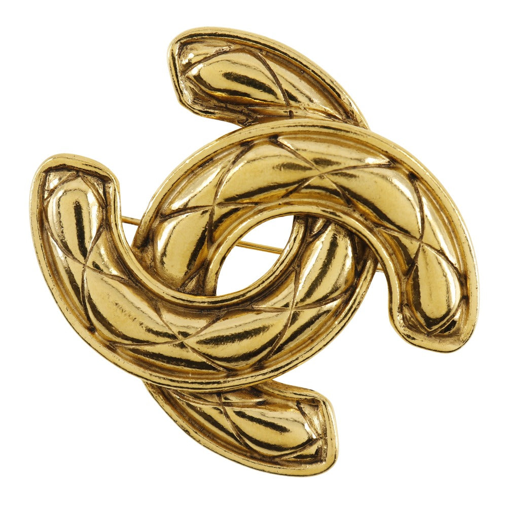 CHANEL Brooch Plated Gold gold Matrasse COCO Mark Women