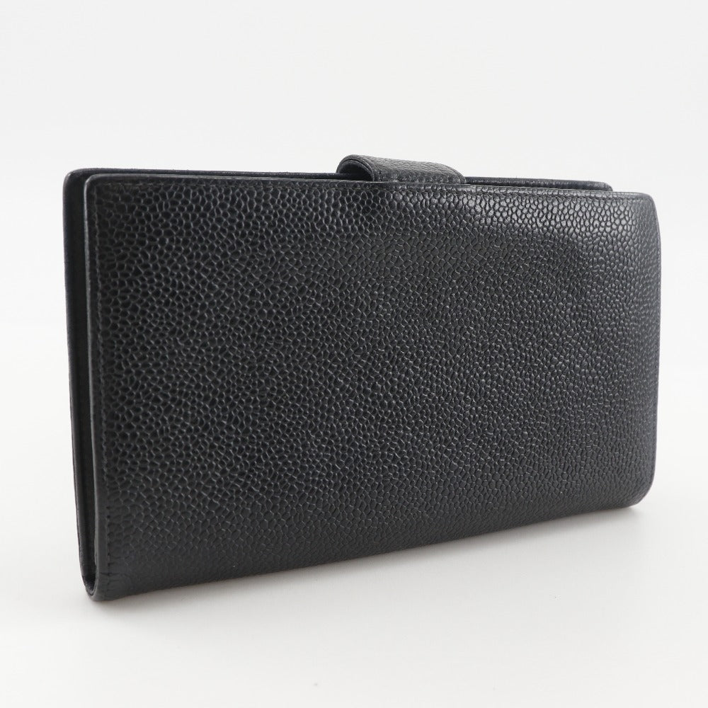 CHANEL Long Wallet Purse A13498 Caviar skin black Gamaguchi COCO Mark