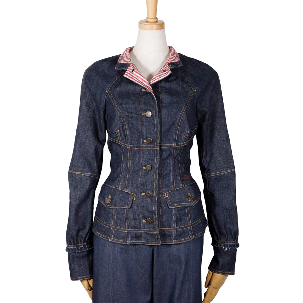 LOUIS VUITTON Denim Jacket Cotton, Polyurethane Navy Logo Button Monogram B Louis Vuitton 34