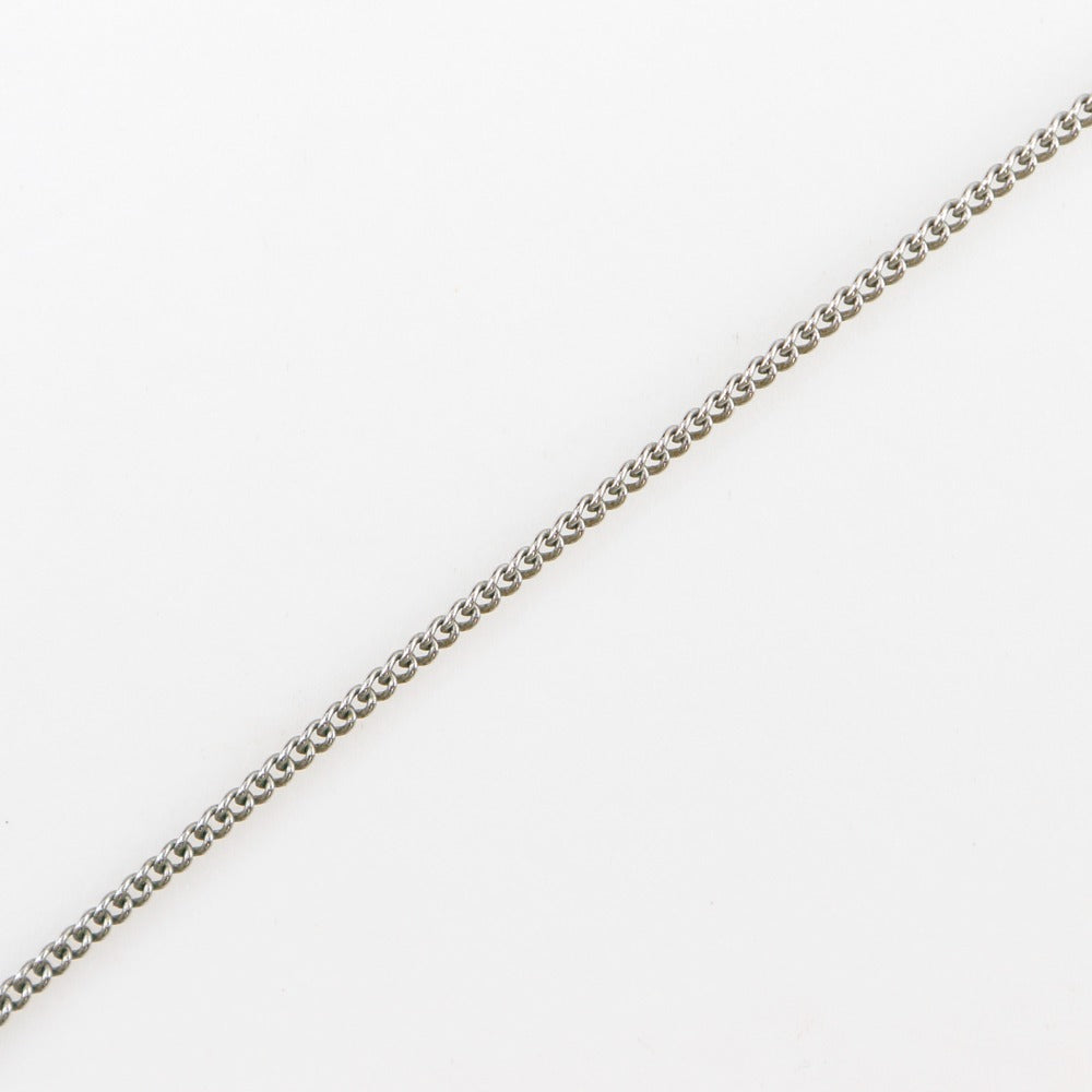 CHANEL Necklace Rhinestones, Silver Plated Silver Cat cat COCO Mark