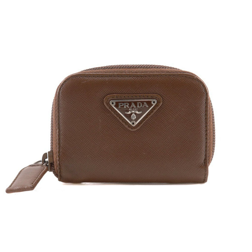 Prada Triangle Logo Leather Coin Case