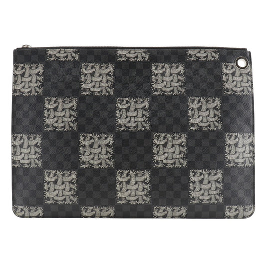 LOUIS VUITTON Clutch bag Damier Grafitto Canvas black Christopher nemes Pochette Jules GM mens