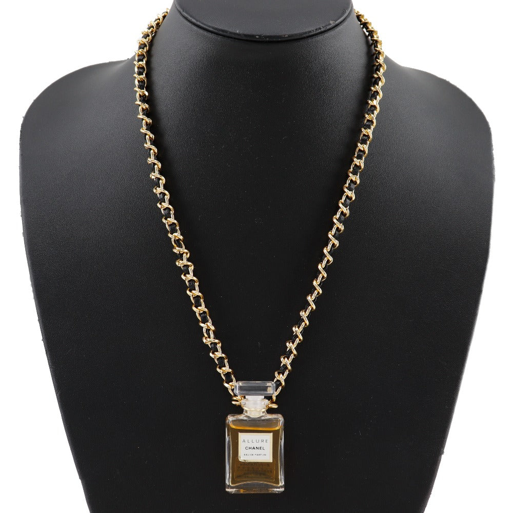 CHANEL Necklace Plated Gold , Leather gold Allure Perfume bottle Women