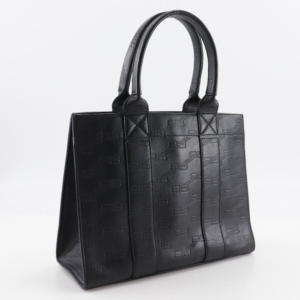 BALENCIAGA Handbag 714187 leather black BB monogram hardware