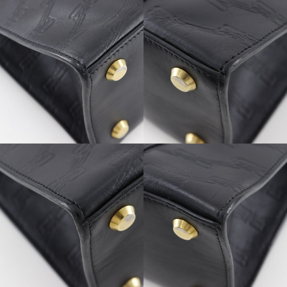 BALENCIAGA Handbag 714187 leather black BB monogram hardware