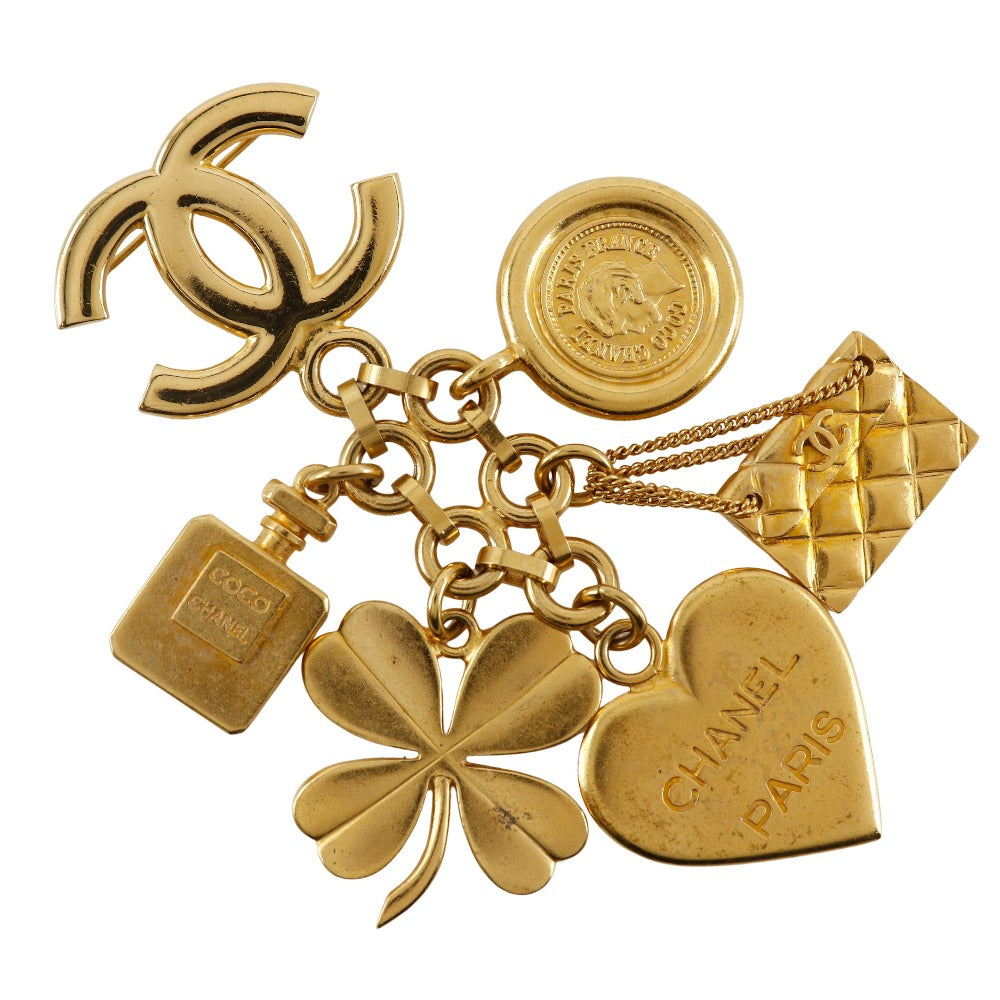 CHANEL Brooch Plated Gold gold vintage Icon charm