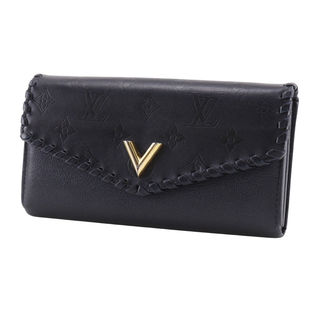 LOUIS VUITTON Long Wallet Purse M62059 leather black Monogram Portefeuille Very