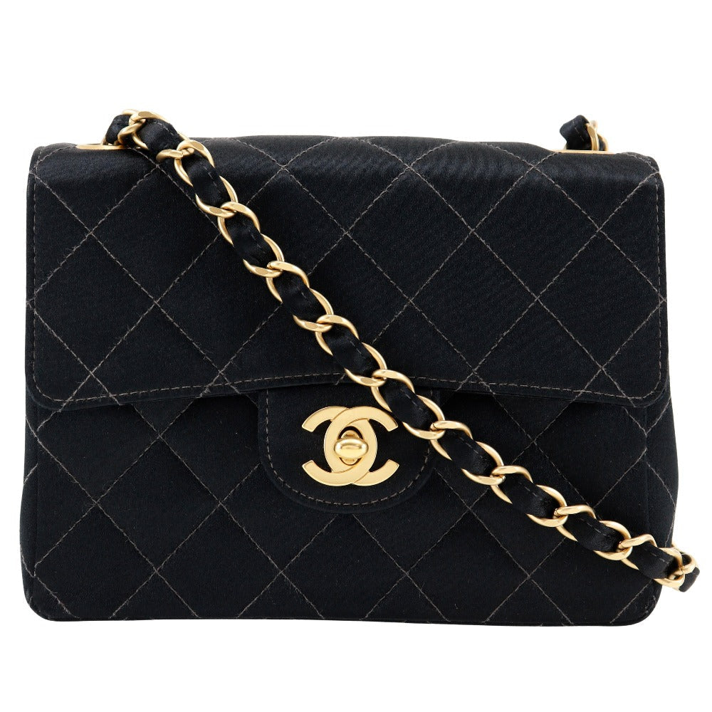 Chanel Satin Mini Chain Shoulder Bag Classic Flap