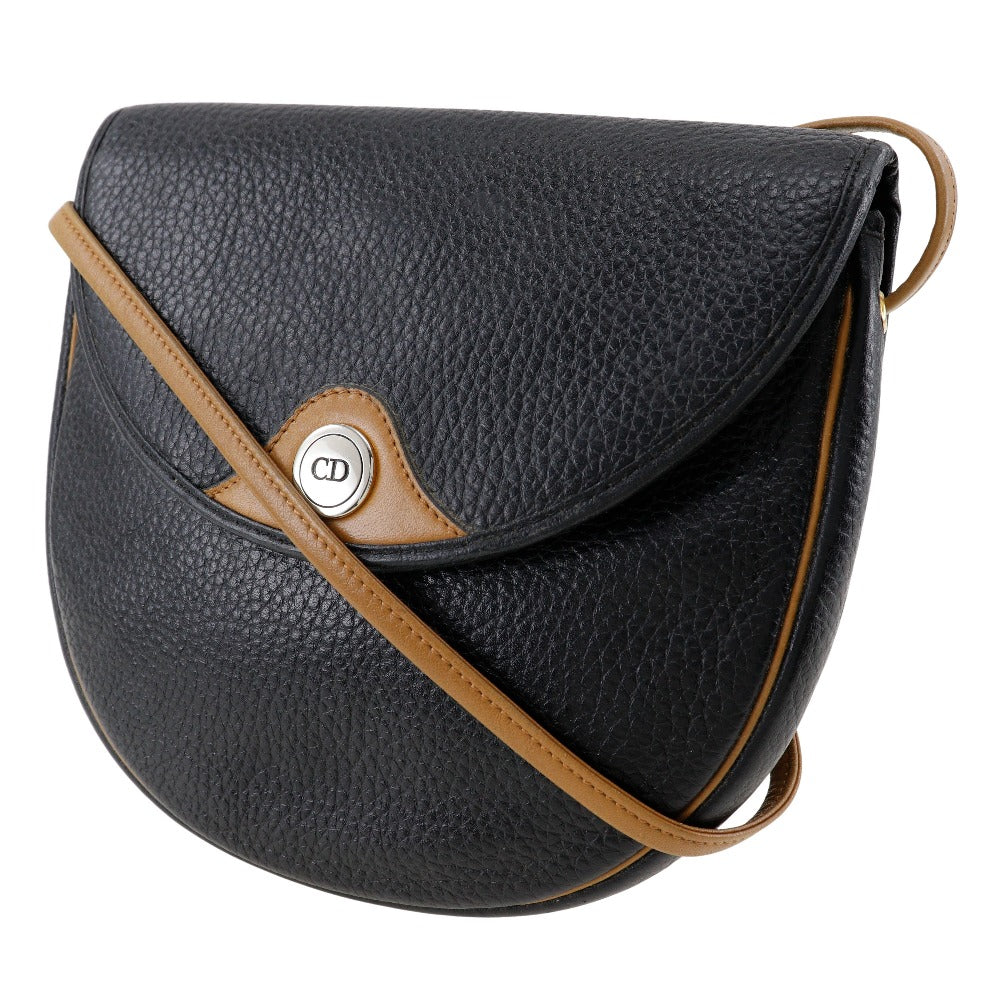 Christian Dior Shoulder Bag Calfskin black Pochette vintage CD logo Women