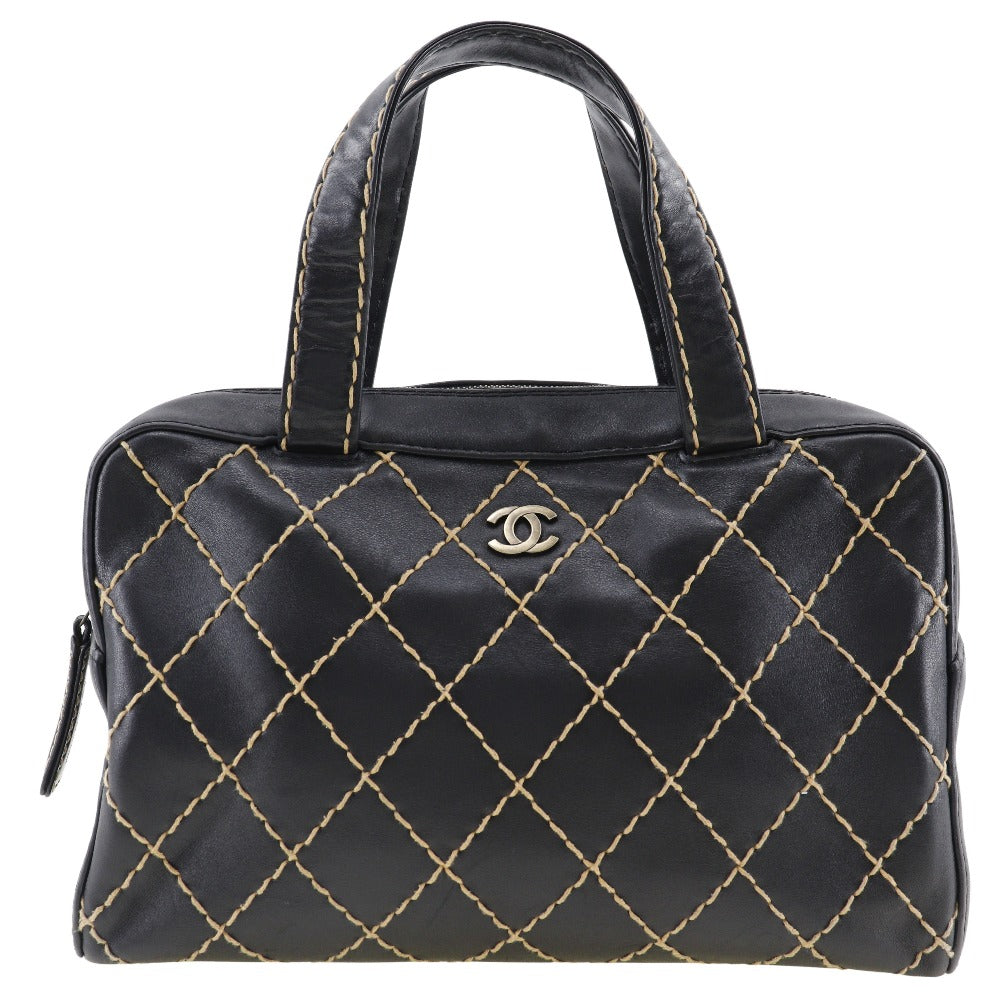 CHANEL Handbag Calfskin black COCO Mark Wild stitch Women