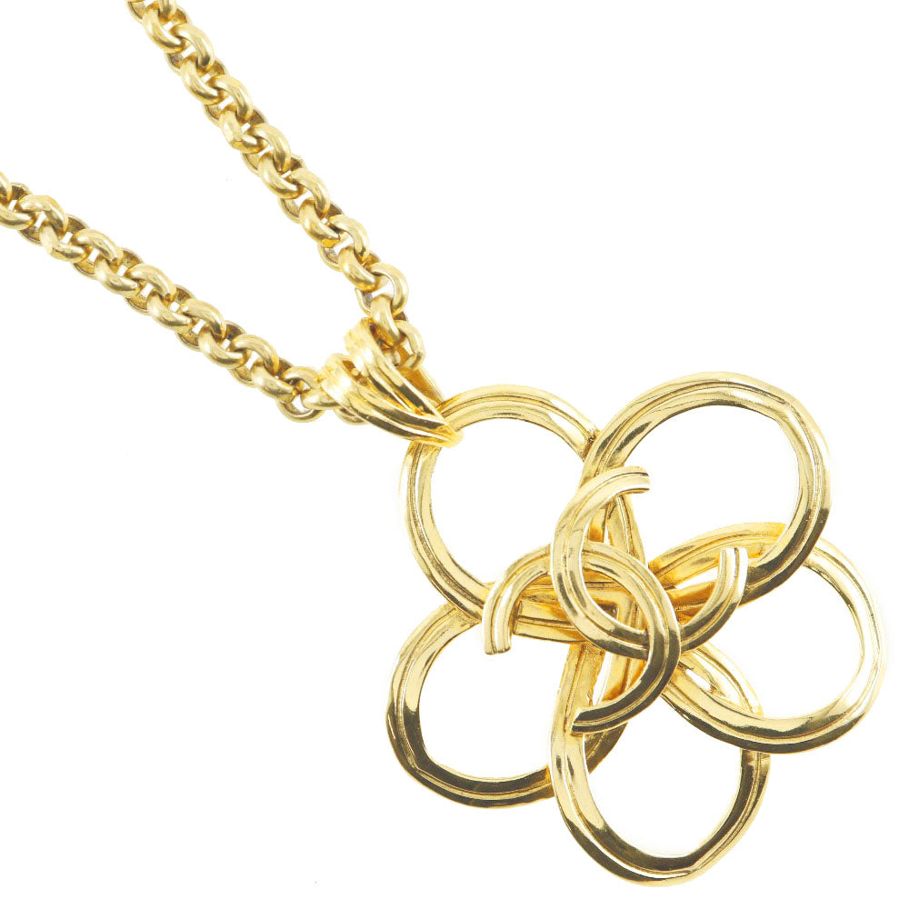 CHANEL Necklace Plated Gold gold vintage Turn lock COCO Mark Flower Women