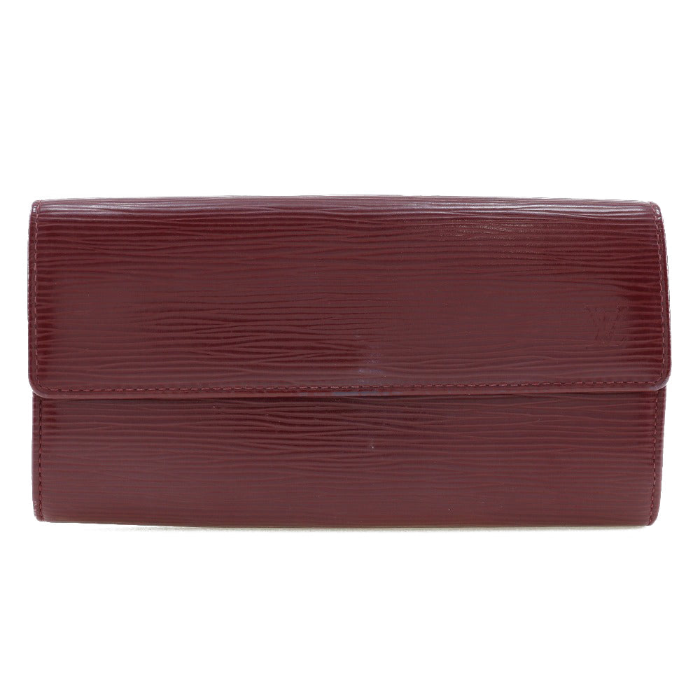 LOUIS VUITTON Long Wallet Purse M6374M Epi Leather Red Portefeuille Sara Women