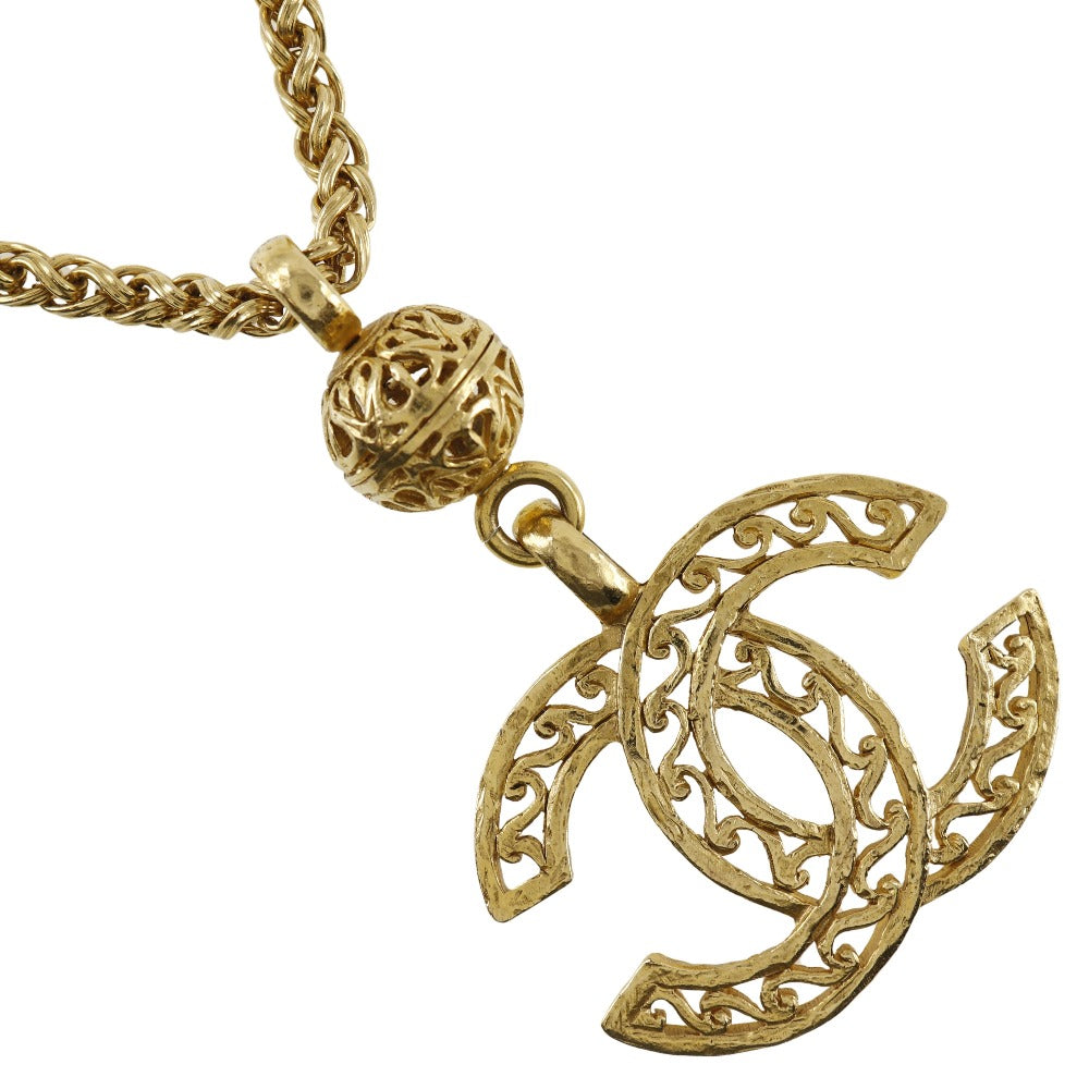 CHANEL Necklace Plated Gold gold Pendant vintage COCO Mark Women