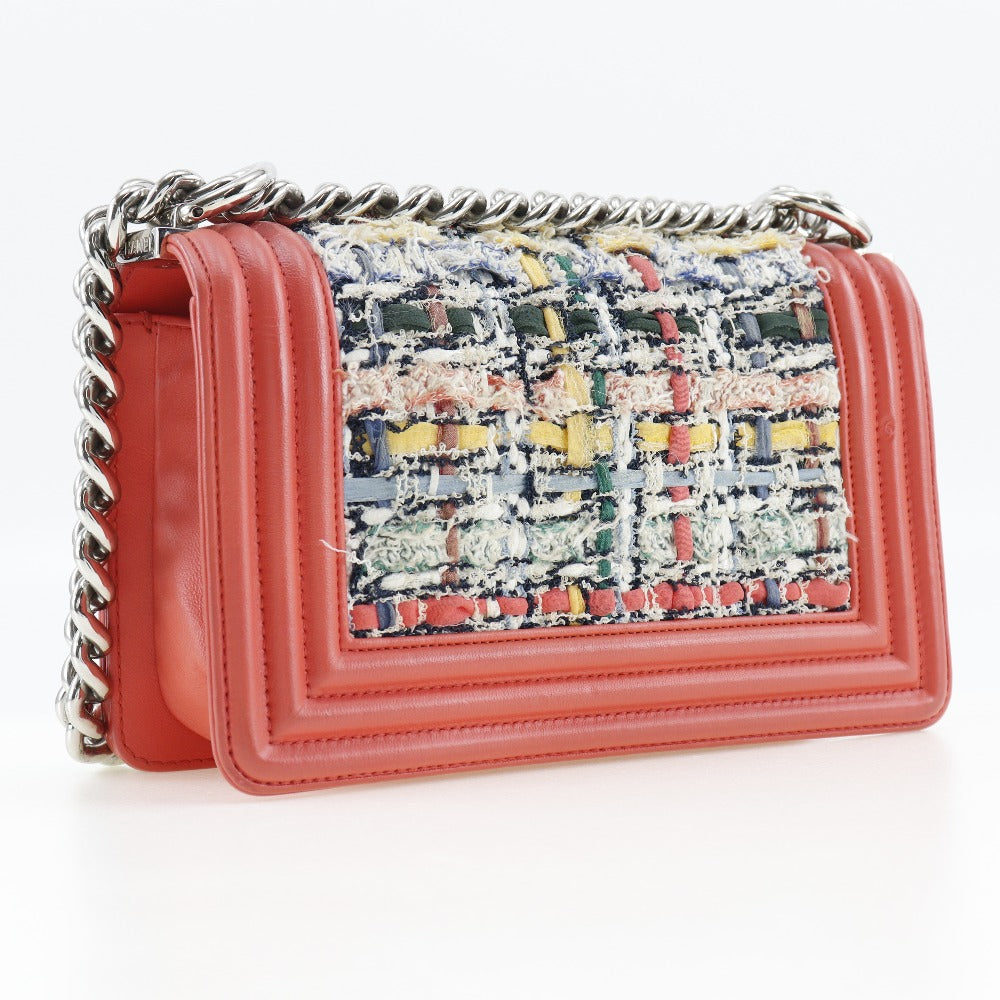 CHANEL Shoulder Bag Tweed, Calfskin Red Boy Chanel ChainShoulder Women