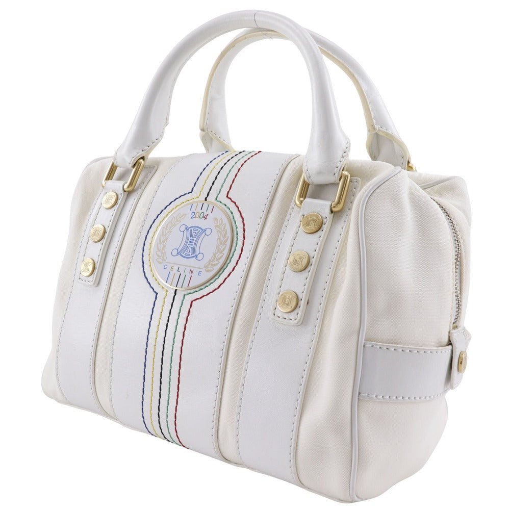 CELINE Handbag Nylon canvas, leather White 2004 Athens Olympics Limited Mini Boston Women
