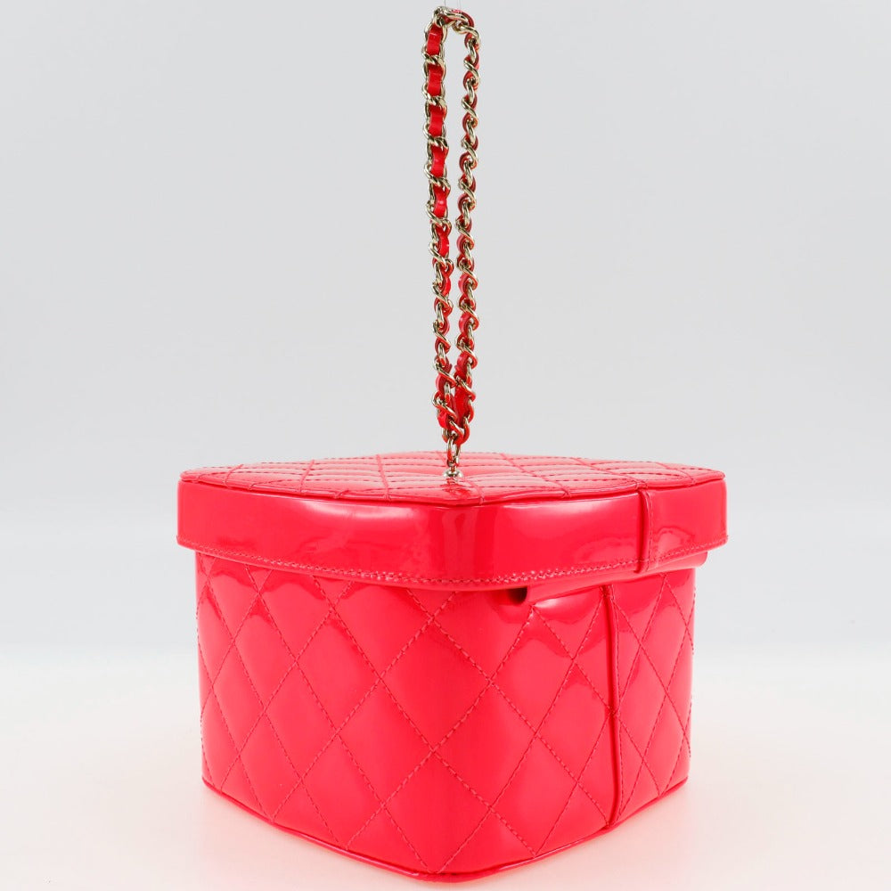 CHANEL Handbag Patent leather pink Party bag Matrasse Vanity Women
