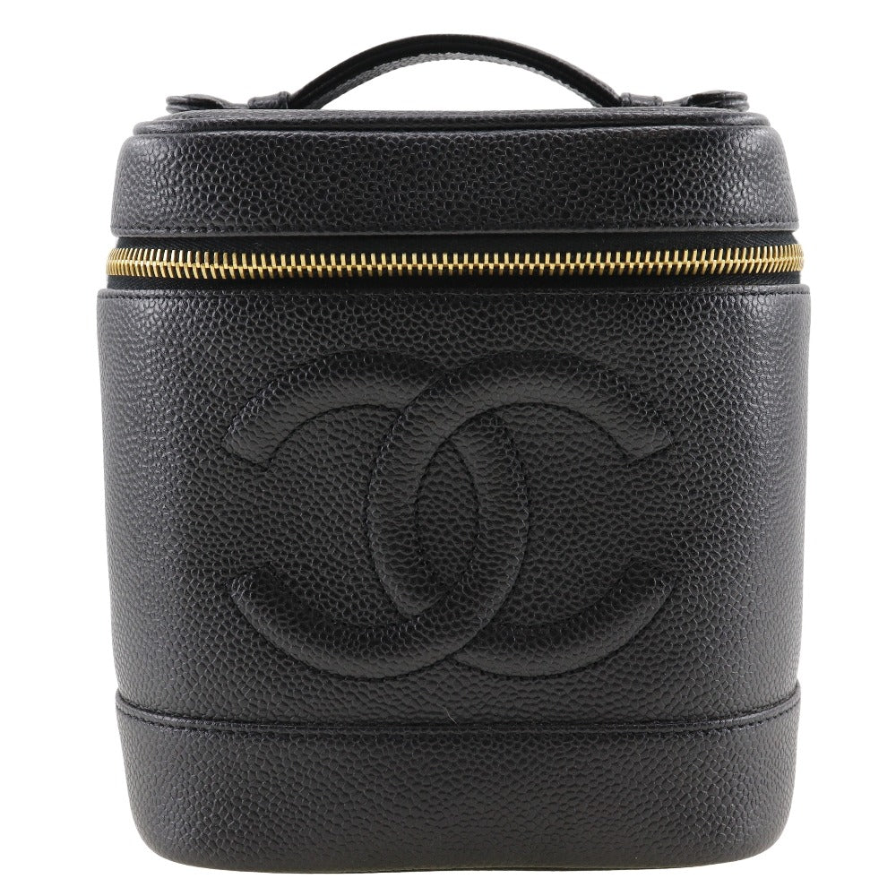 CHANEL Pouch A01998 Caviar skin black Handbag Vanity Women