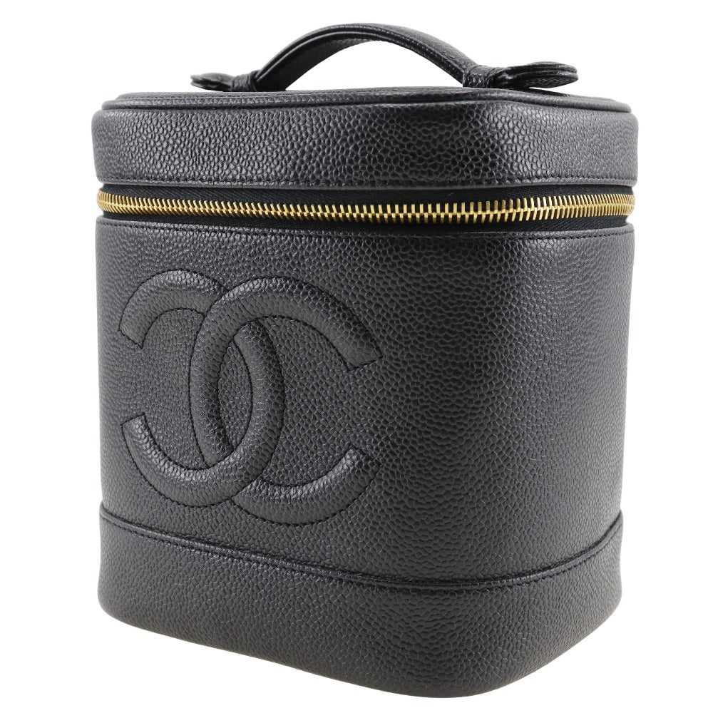 CHANEL Pouch A01998 Caviar skin black Handbag Vanity Women