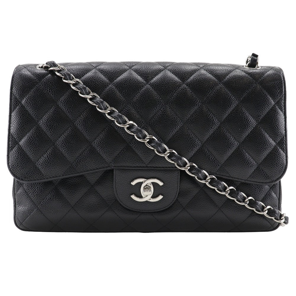 CHANEL Shoulder Bag A58600 Caviar skin black Double flap ChainShoulder Decama Trasse 30 Women